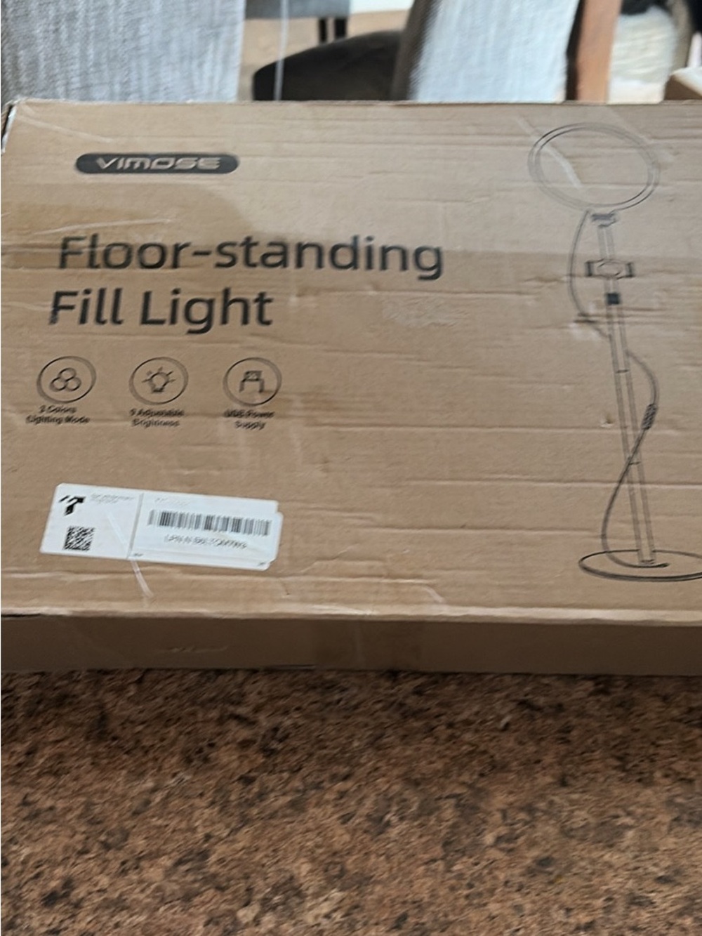 Black Floor-Standing Fill Light like ring light